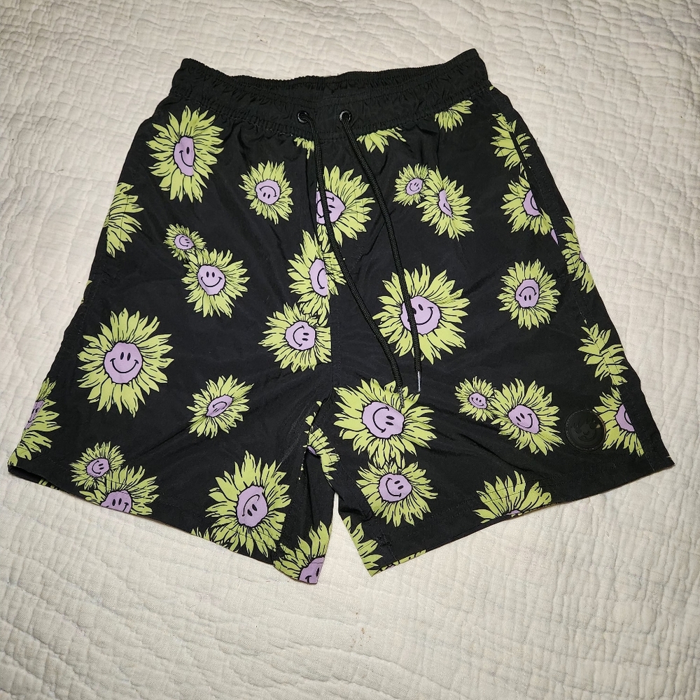 Neff Mens Sz M Shorts Novelty Happy Bloom Graphic Swim Trunks Unlined